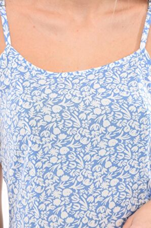 Kadın Yırtmaç Detaylı Desenli yazlık Kısa Elbise 4428/100