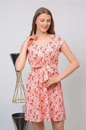 Kadın kare Yaka cep Detaylı Mini Elbise 4434/97