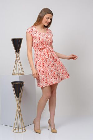 Kadın kare Yaka cep Detaylı Mini Elbise 4434/97