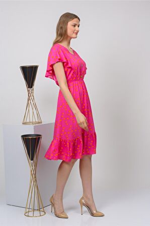 Kadın Önden Düğmeli Volan Detaylı Yazlık Midi Elbise 4436/105