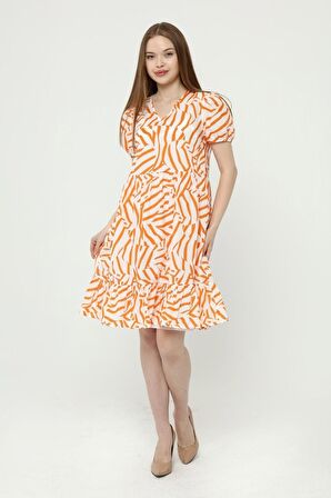 Kadın V Yaka Büzgülü Midi Elbise 4440/100