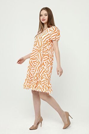 Kadın V Yaka Büzgülü Midi Elbise 4440/100