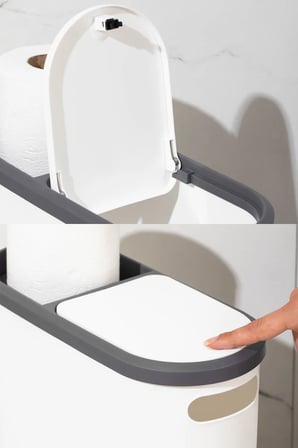 Porsima M-325 Çöp Kutusu Banyo Mutfak Çöp Kovası Kapaklı Banyo Çöp Kovası 10LT