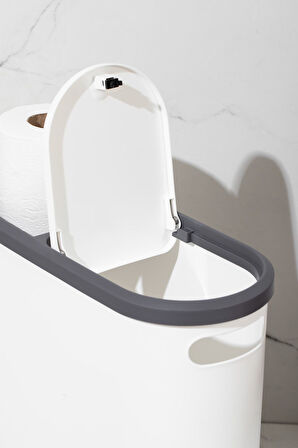 Porsima M-325 Çöp Kutusu Banyo Mutfak Çöp Kovası Kapaklı Banyo Çöp Kovası 10LT