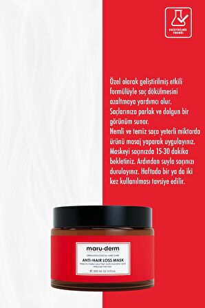 Maru.Derm Saç Maskesi | Saç Dökülme Karşıtı Saç Maskesi 300 ml | Tüm Saç Tipleri | Vegan