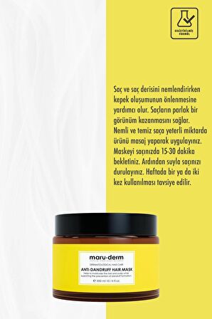 Maru.Derm Saç Maskesi | Kepeğe Karşı Etkili Saç Maskesi 300 ml | Normal/yağlı Saçlar | Vegan