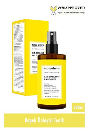 Maru.Derm Saç Tonik | Kepeğe Karşı Etkili Saç Toniği 200 ML | Normal/Yağlı Saçlar | Vegan