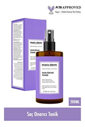 Maru.Derm Saç Tonik | Onarıcı Saç Bakım Toniği 200 ML | Yıpranmış Zayıf Saçlar | Vegan