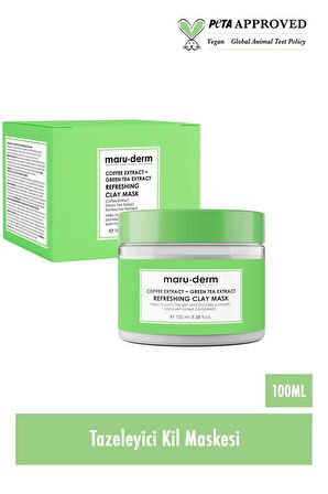 Maru.Derm Kil Maskesi | Kahve Özü + Yeşil Çay Özü Tazeleyici Kil Maskesi 100 ML | Tüm Cilt Tipleri | Vegan