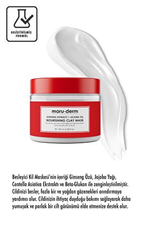 Maru.Derm Kil Maskesi | Ginseng Özü + Jojoba Yağı Besleyici Kil Maskesi 100 ML | Tüm Cilt Tipleri | Vegan