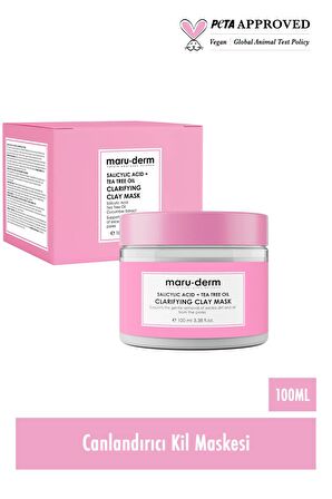 Maru.Derm Kil Maskesi | Salisilik Asit + Çay Ağacı Yağı Kil Maskesi 100 ML | Siyah Nokta / Gözenek | Vegan