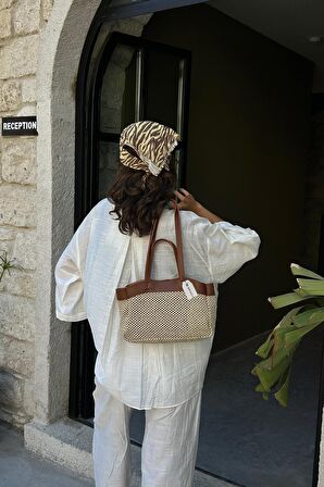 Alenos Hasır Garnili Yavrulu Kadın Omuz Çantası BP-4814O