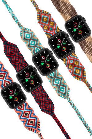 Hippi Anatolia Silver 42-44-45-49 mm Apple Watch Uyumlu Braided Band 