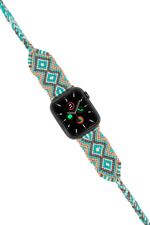 Hippi Charm Silver 42-44-45-49 mm Apple Watch Uyumlu Braided Band 