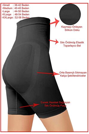 Kadın Siyah Dikişsiz Toparlayıcı Silikonlu Korse (1 Beden Küçültür)