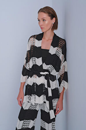 Ajurlu Kuşaklı Multi Kimono Hırka