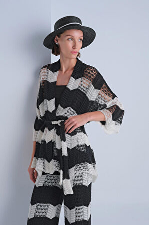 Ajurlu Kuşaklı Multi Kimono Hırka