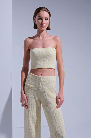 Çıkarılabilir Askılı Sarı Crop Top