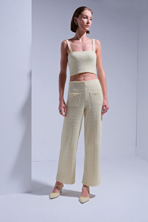Çıkarılabilir Askılı Sarı Crop Top