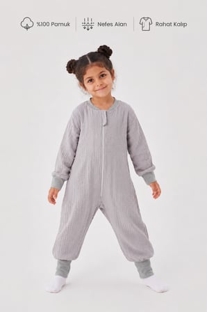 Çocuk Uyku Tulumu 1-8 Yaş Unisex Uzun Kollu 1 Tog %100 Pamuk Müslin 2706 