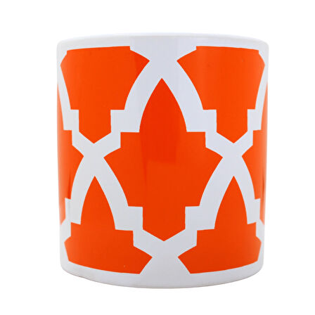 Turuncu Geometrik Desen Seramik Kupa Bardak