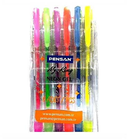 Pensan My-King Neon Fosforlu Jel Kalem Seti 6Lı