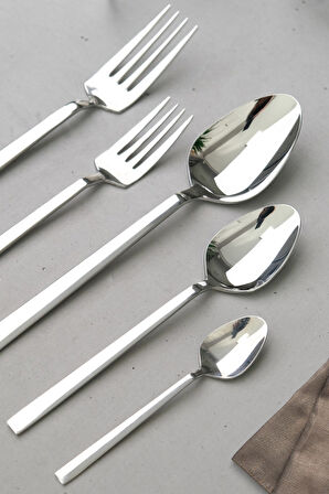 Lugga Doğa Yemek - Tatlı Çatal Kaşık ve Çay Kaşık Takımı 6 Kişilik 30 Parça