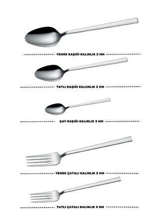 Lugga Doğa Yemek - Tatlı Çatal Kaşık ve Çay Kaşık Takımı 6 Kişilik 30 Parça