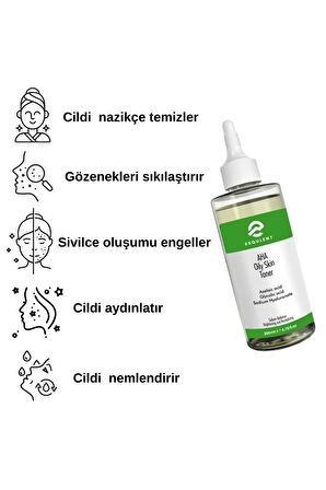 AHA Oily Skin Toner / Yağlı Ciltler için AHA İçeren, Sivilce Önleyici Tonik 200 ml