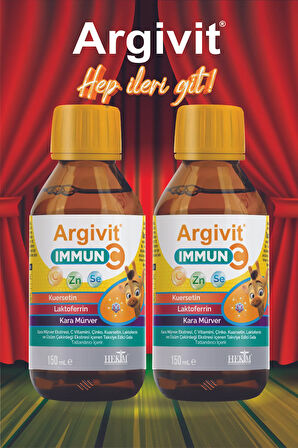 Immun C Şurup 2'li Paket - Kara Mürver, C Vitamini, Çinko, Kuersetin, Laktoferrin Şurup 150 ml