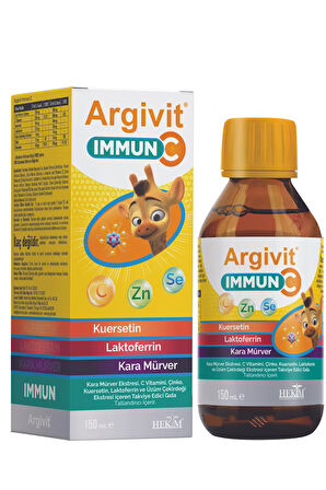 Immun C Şurup 3'lü Paket - Kara Mürver, C Vitamini, Çinko, Kuersetin, Laktoferrin Şurup 150 ml