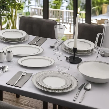 Evaliza Crown 60 Parça 12 Kişilik Yemek Takımı - Platin