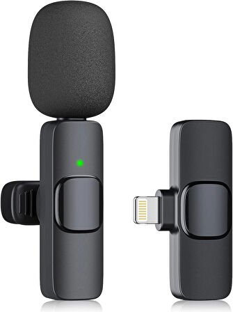 Lightning Aparatlı iPhone Uyumlu Youtuber iNfluencer Kablosuz Wireless Bluetooth Yaka Mikrofonu