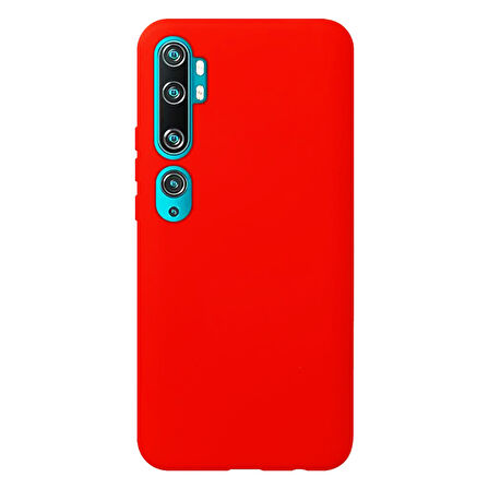Mi Note 10 ile Uyumlu Cappy Silikon Kılıf Kırmızı