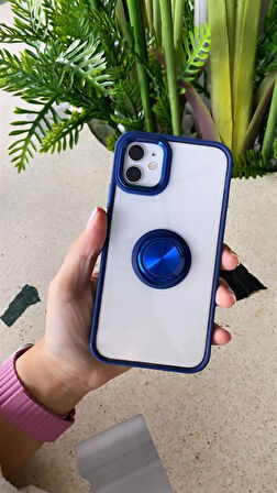 ARMORİX İPHONE 11 YÜZÜKLÜ SERT SİLİKON MAVİ KILIF