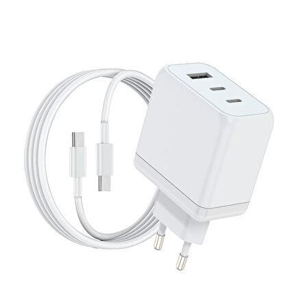 Woyax by Deji Gan 65W 2x Type-C PD ve USB Yüksek Hızlı Şarj Aleti, 1.2m 100W-5A Type-C Şarj Kablosu