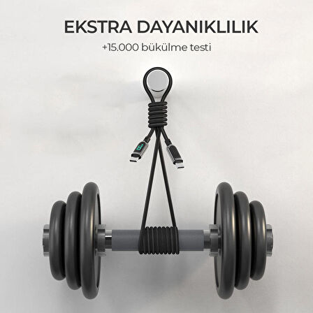Woyax by Deji Dijital Göstergeli 1.2M PD 100W Type-C to Type-C Örgülü Hızlı Şarj ve Data Kablosu