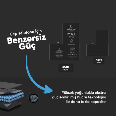 Woyax iPhone 14 Pro Premium Batarya 3410 mAh Yüksek Kapasite
