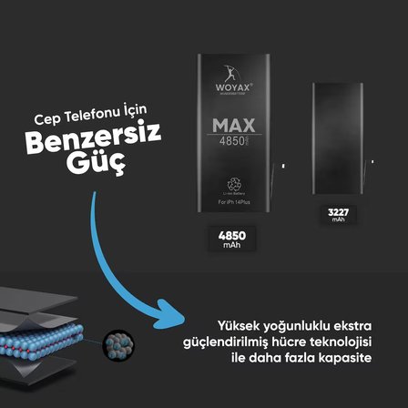 Woyax iPhone 14 Plus Premium Batarya 4850 mAh Yüksek Kapasite
