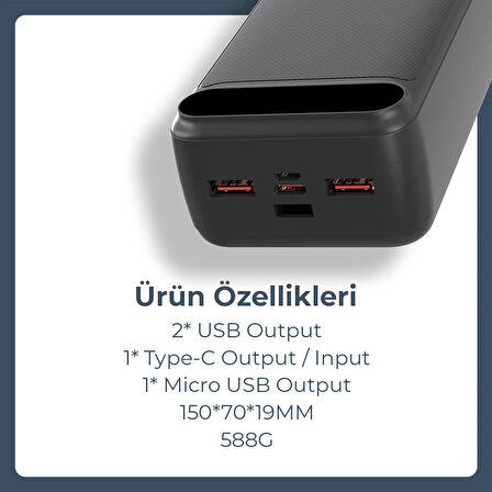 Woyax Powerbank 30000mah Hızlı 22.5w Taşınabilir Batarya Şarj Cihazı