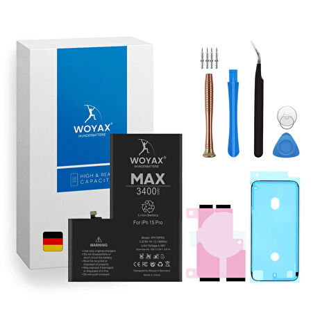 Woyax iPhone 15 Pro Uyumlu Premium Batarya 3400 Mah Yüksek Kapasite