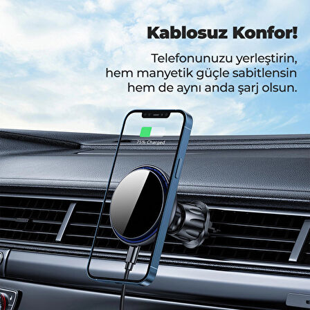 Woyax MagSafe Mıknatıslı Kablosuz Şarjlı ProMag Araç İçi Telefon Tutucu Araba Telefon Tutacağı iPhone/Android