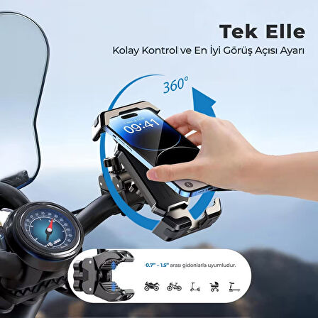 Woyax Holdy Motorsiklet Telefon Tutucu Bisiklet ATV Scooter Bağlantılı Telefon Tutacağı Ayna ve Gidon İçin