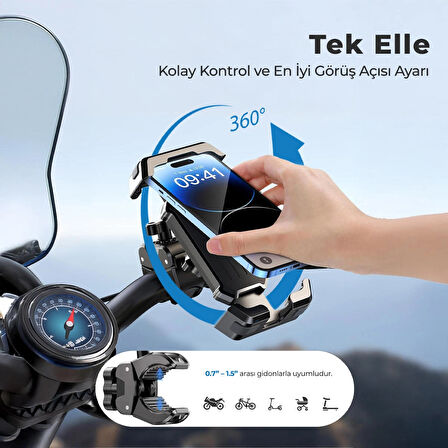 Woyax Holdy Motorsiklet Telefon Tutucu Bisiklet ATV Scooter Bağlantılı Telefon Tutacağı Gidon için