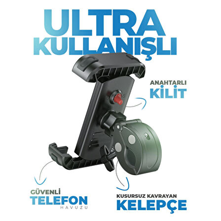 Woyax Holdy Motorsiklet Telefon Tutucu Bisiklet ATV Scooter Bağlantılı Telefon Tutacağı Gidon için