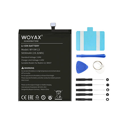 Woyax by Deji Xiaomi Redmi 13 Uyumlu Premium Mucize Batarya