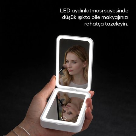 Woyax Led Işıklı Makyaj Aynalı Powerbank 3000mAh Taşınabilir Şarj Cihazı iPhone Samsung Xiaomi