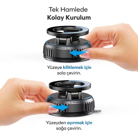 Woyax MagSafe Uyumlu 360° Mıknatıslı Ayarlanabilir Araç İçi Telefon Tutucu Kilitli Vakumlu Masa Dolap Cam