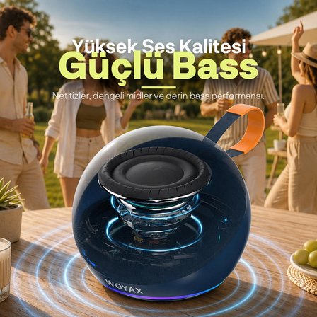 Woyax Taşınabilir Bluetooth Hoparlör, 15W Kablosuz Küre Speaker, Ses Bombası USB, TWS, 15W Güçlü Ses Bass Küçük Büyük Boy