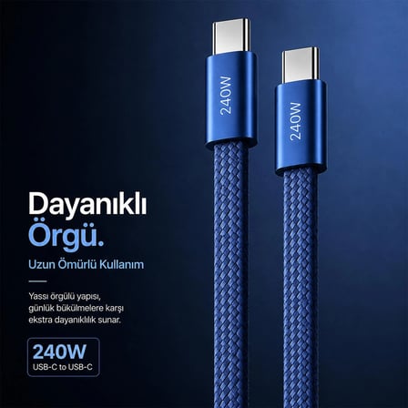 Woyax 240W Manyetik Type-C Şarj Kablosu Hızlı Şarj Kablosu 1.2m Örgülü PD Hızlı Şarj ve Data Kablosu